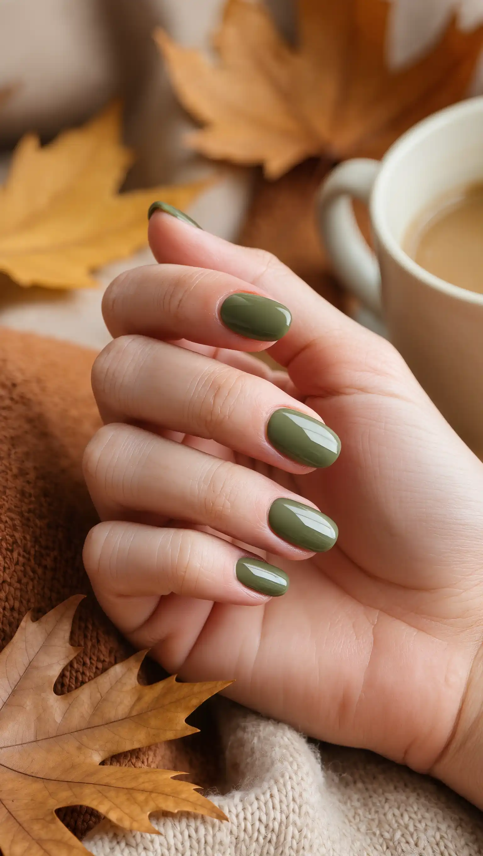 Smoky Olive Nails