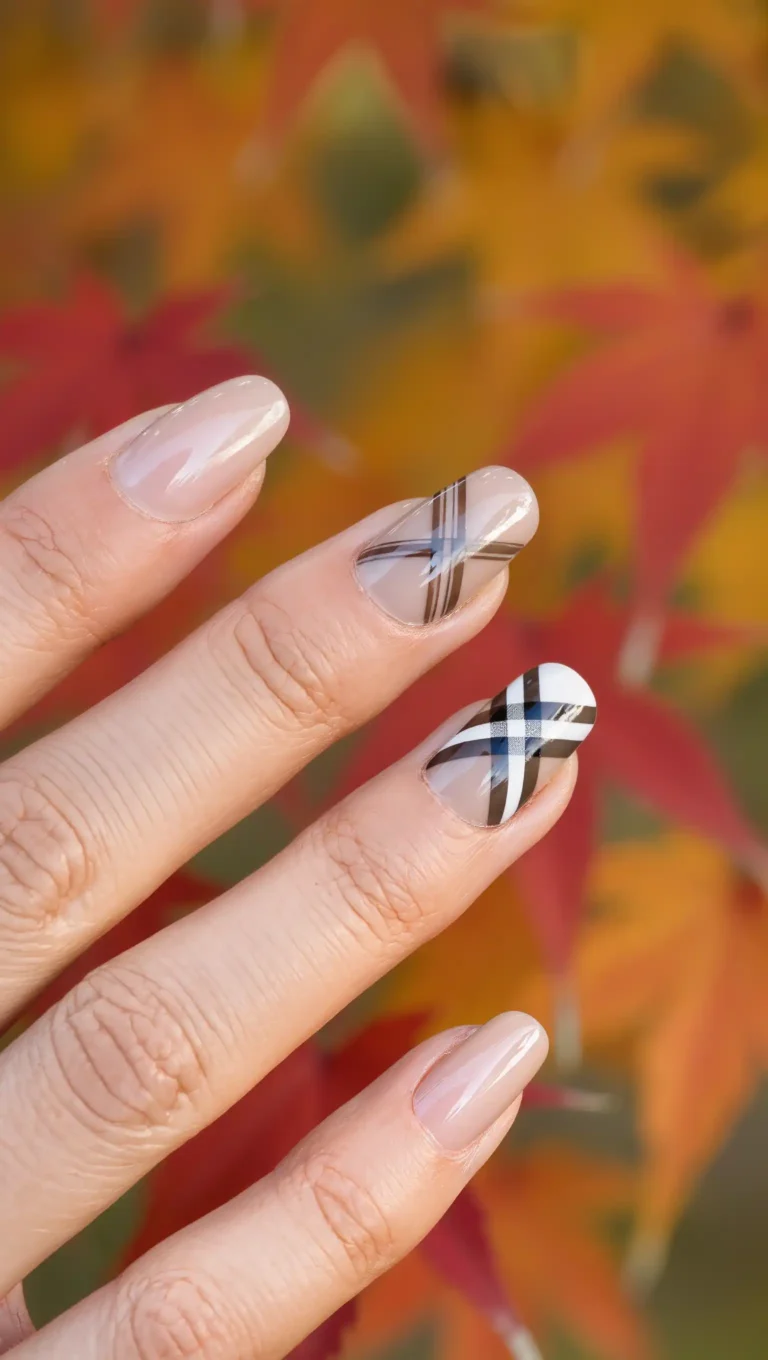 24 Fall Graduation Nail Ideas 2026: Elegant Manicures to Celebrate Your Big Achievement 52 Soft Plaid Accent Nails