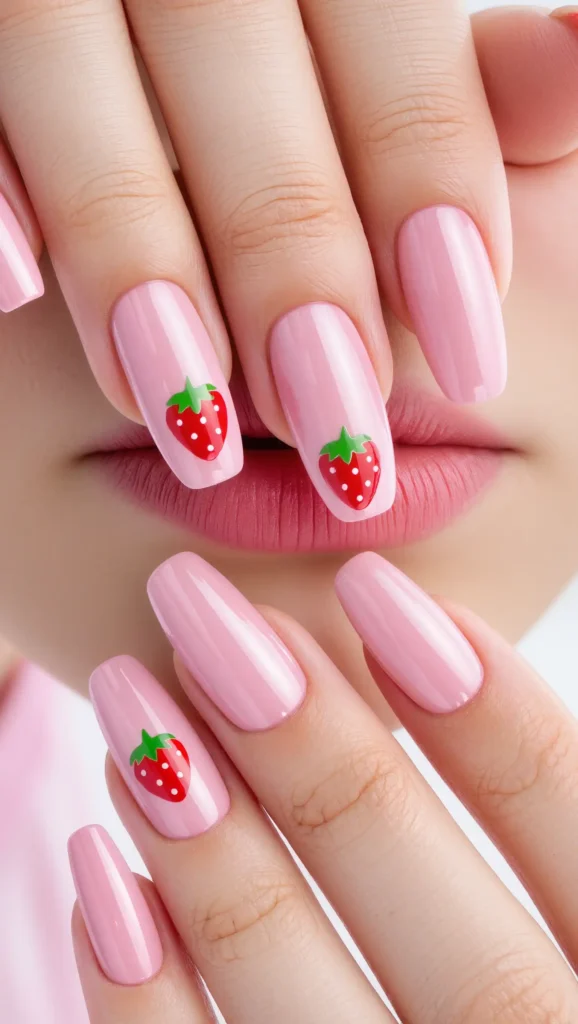 25 Summer Stiletto Nails Inspo 2026: Glamorous Designs That Steal the Spotlight 12 Strawberry Milk Glam
