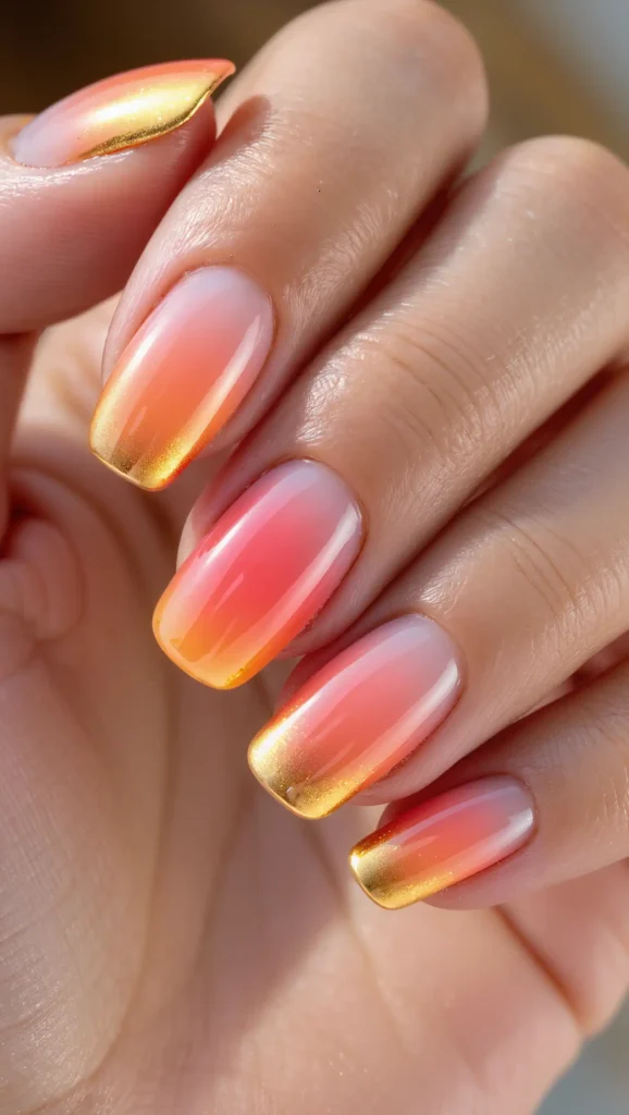 25 Summer Almond Shape Nails 2026 That Are Trendy and Perfect for Sunny Days 23 Sunset Glow Nails