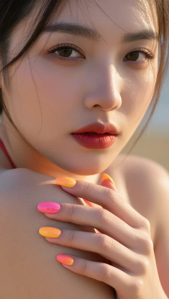 24 Summer Beach Nails Ideas for 2026 That Are Tropical, Trendy & Vacation-Ready 6 Sunset Gradient Nails