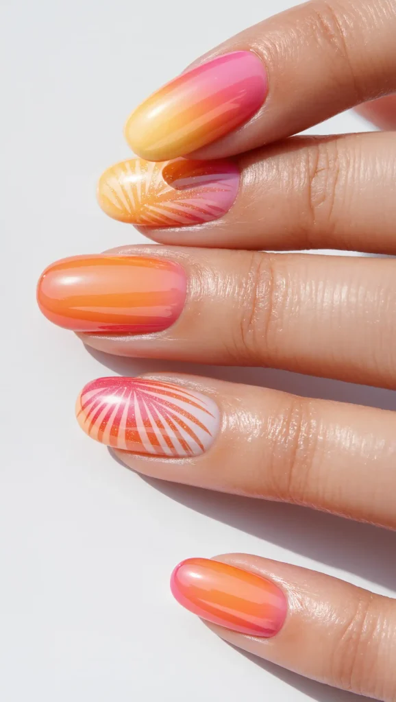 25 Summer Vacation Nail Designs for 2026 That Are Bright, Fun & Made for Getaways 6 Sunset Gradient Nails