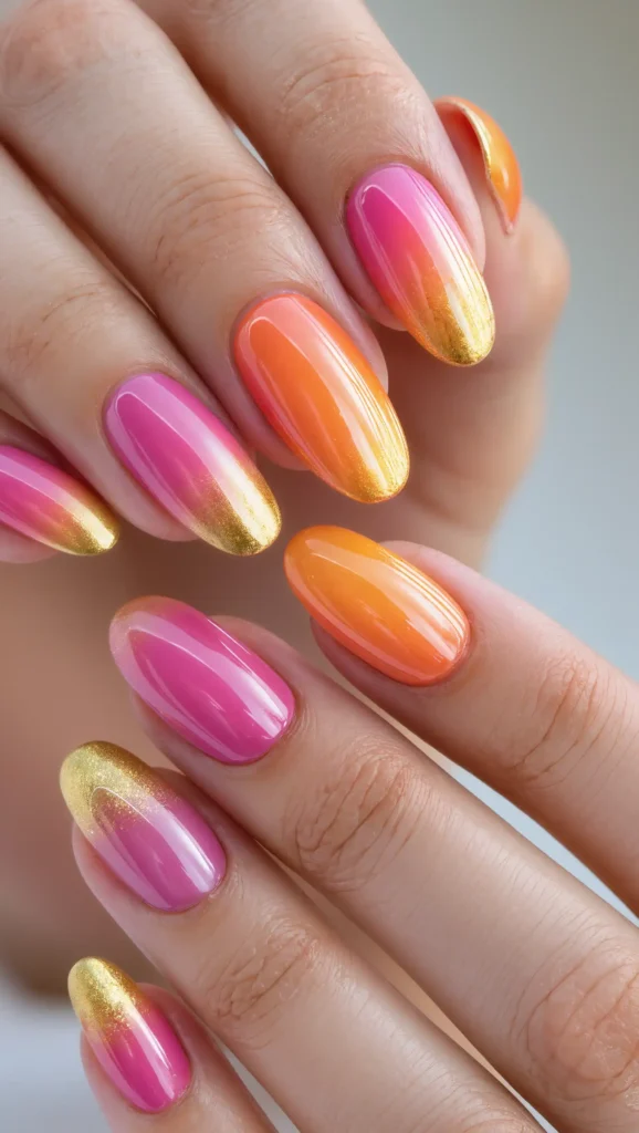 24 Tropical Nails Inspo for 2026 That Bring Island Vibes to Your Fingertips 2 Sunset Paradise Ombre Nails