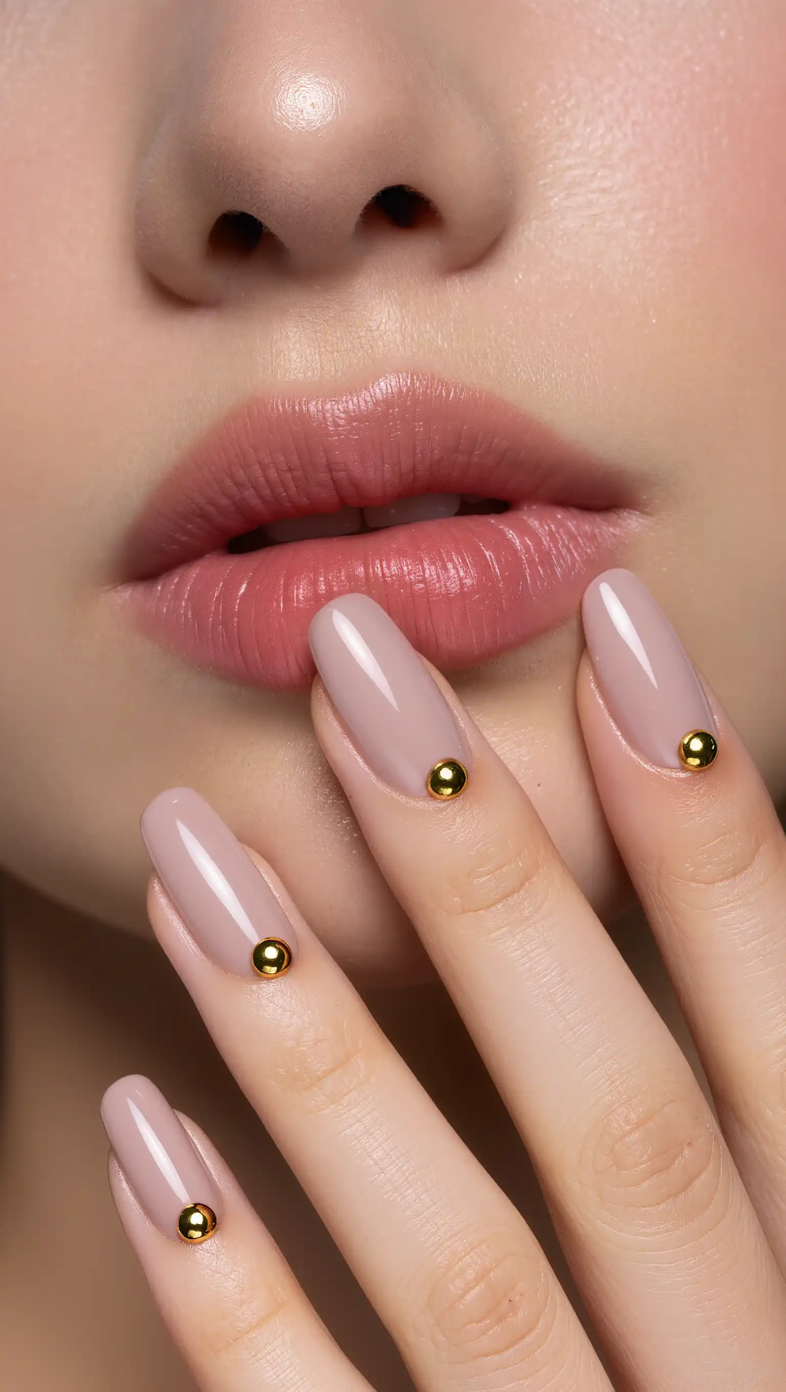 24 Summer Dip Powder Nails Ideas 2026: Manicures That Will Be Everywhere This Season 14 Tiny Gold Stud Details