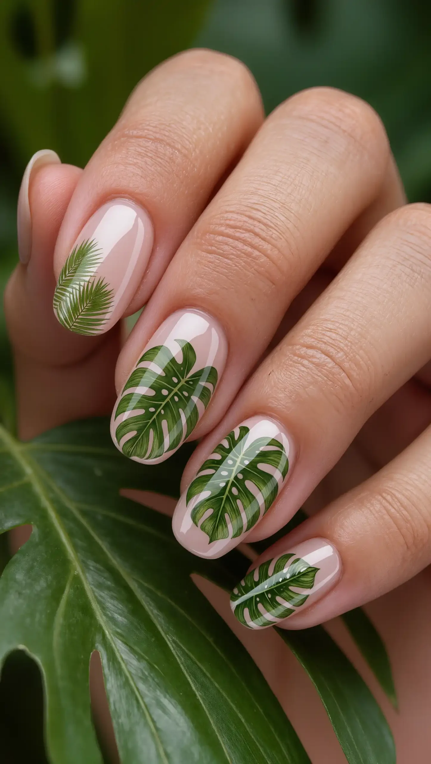 Tropical Leaf Nail Art