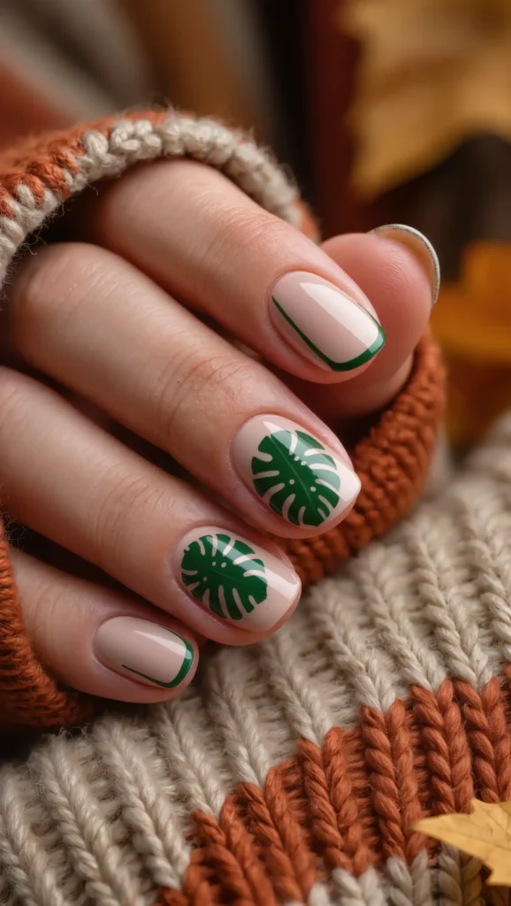 25 Leaf Nail Art Ideas 2026: Nature-Inspired Designs That Are Anything but Basic 12 Tropical Monstera Details
