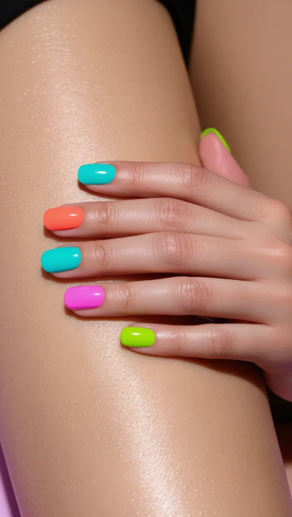 24 Summer Beach Nails Ideas for 2026 That Are Tropical, Trendy & Vacation-Ready 22 Tropical Neon Nails