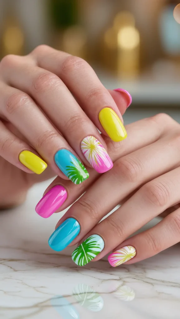 Tropical Palm Nail Art
