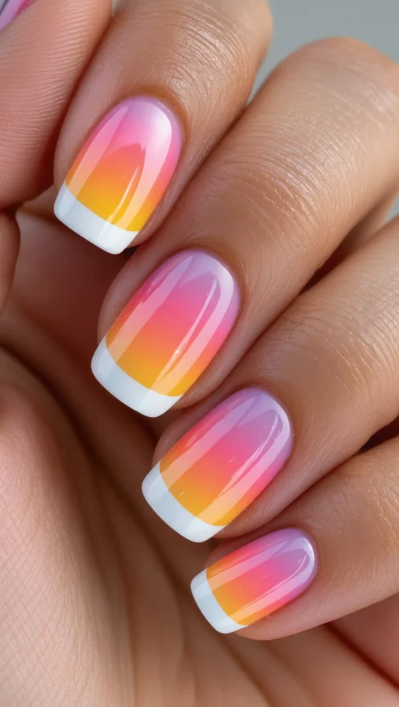25 Summer Square Nails Ideas 2026 That Are Stylish & Pinterest-Worthy 26 Tropical Sunset French Tips