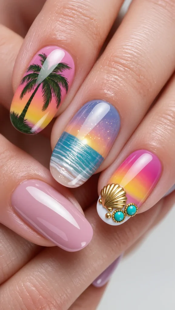 25 Summer Almond Shape Nails 2026 That Are Trendy and Perfect for Sunny Days 26 Tropical Vacation Nails