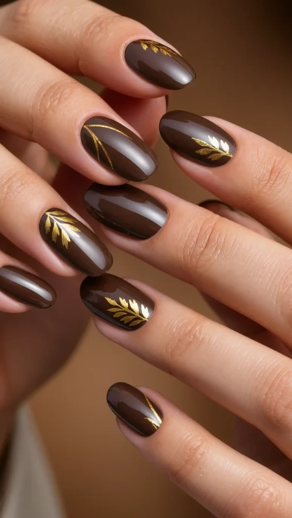 25 Fall Chrome Nail Ideas 2026: Luxe Metallic Manicures That Will Dominate Autumn 19 Truffle Gold Accents