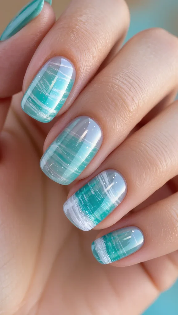 24 Tropical Nails Inspo for 2026 That Bring Island Vibes to Your Fingertips 5 Turquoise Ocean Nails
