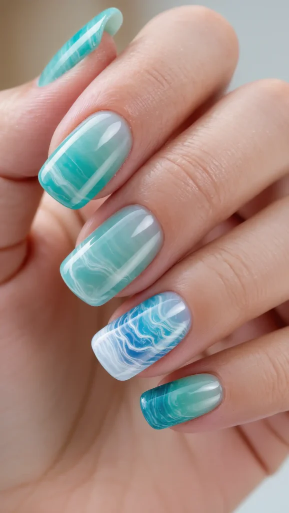 Turquoise Pool Water Nails