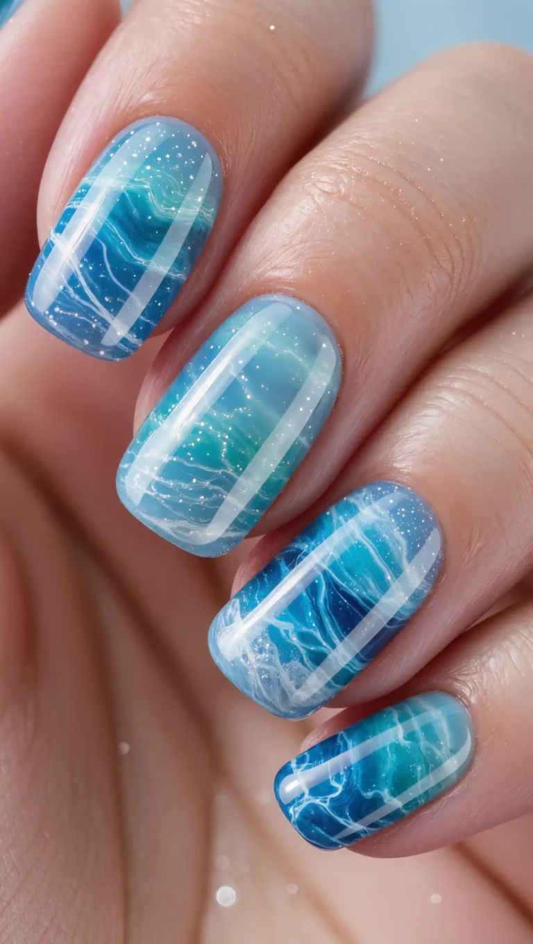25 Pool Party Nails 2025 That Bring All the Summer Vibes 52 Water Ripple Nail Design