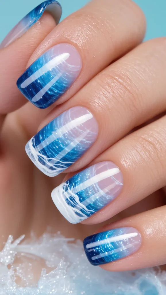 24 Ocean Nail Designs 2026 That Bring Beachy Beauty to Your Fingertips 14 Water Ripple Nails