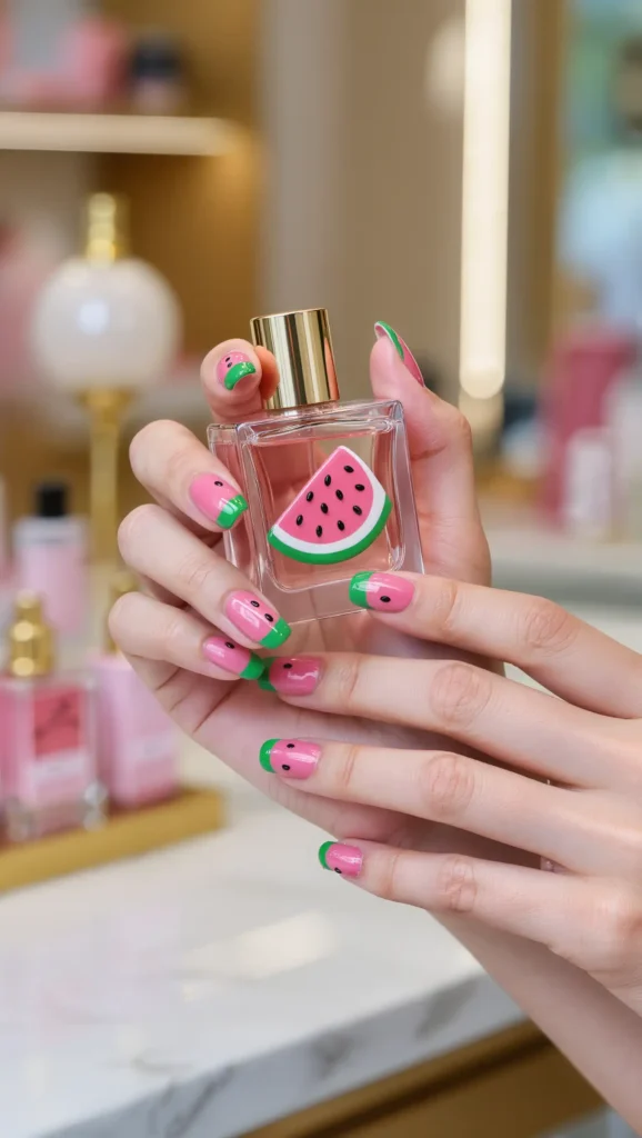 Watermelon-Inspired Nail Art