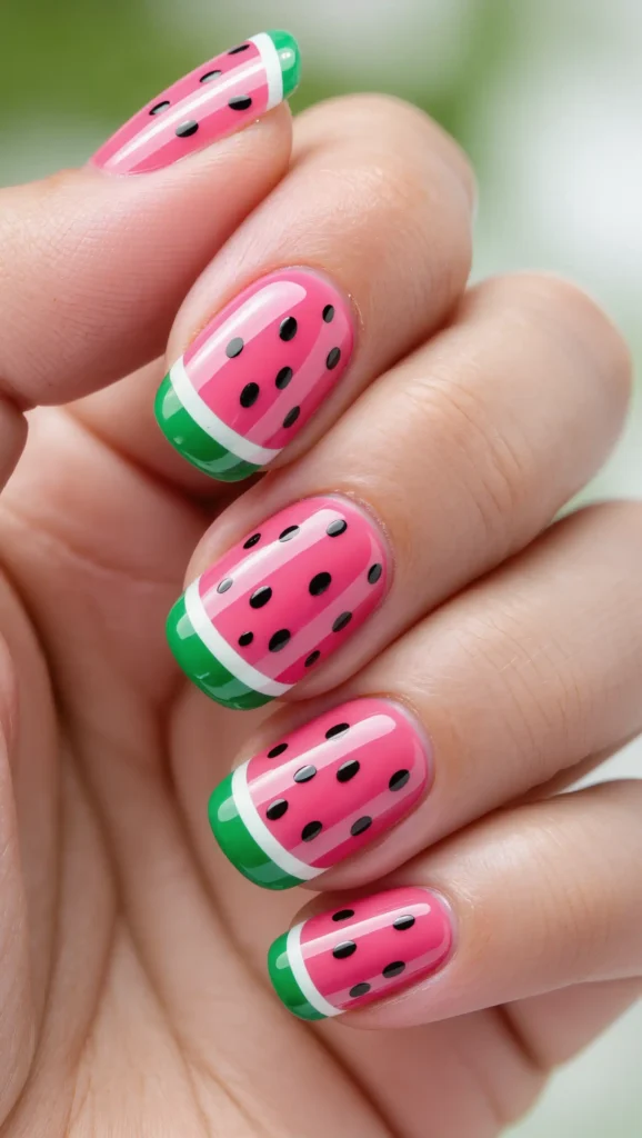 Watermelon-Inspired Nails