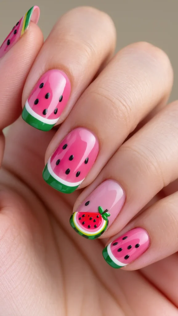Watermelon-Inspired Nails