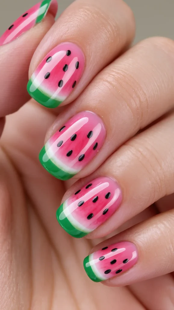25 June Summer Nails 2026 That Are Perfect for the Start of Sunny Season 9 Watermelon Nail Art