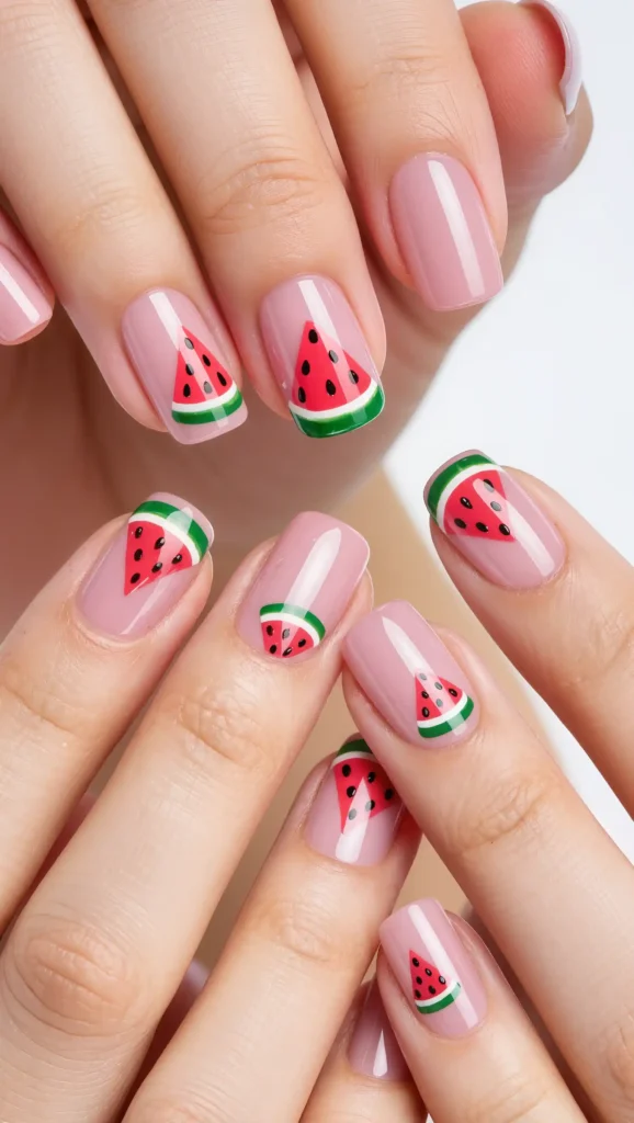25 Summer Square Nails Ideas 2026 That Are Stylish & Pinterest-Worthy 8 Watermelon Nail Art