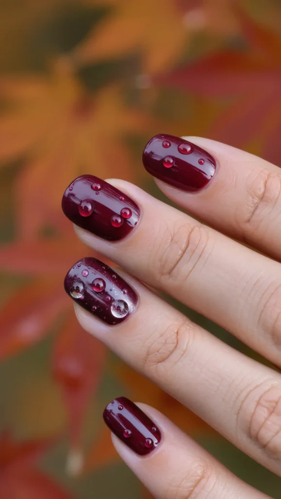 Wine Drop Accent Nails