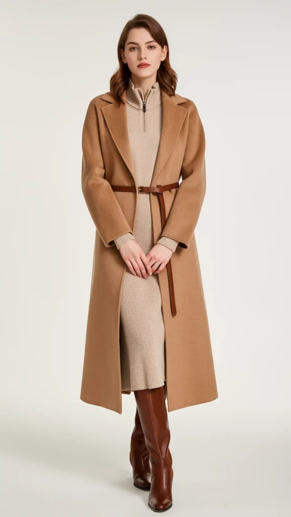 24 Cozy Fall Outfit Ideas 2026: Effortlessly Chic Looks to Wear All Season 20 Sweater Dress & Belted Coat