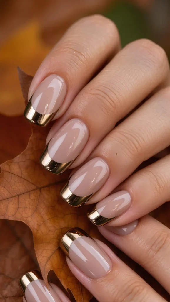 25 Fall Vacation Nail Ideas 2026: Stylish Manicures for Every Autumn Getaway 20 Antique Brass French Tips