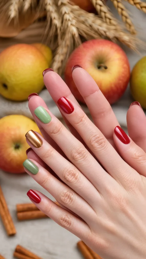 24 Fall Gradient Nail Ideas 2026: Stunning Color Blends for the Perfect Autumn Manicure 21 Autumn Orchard Mix