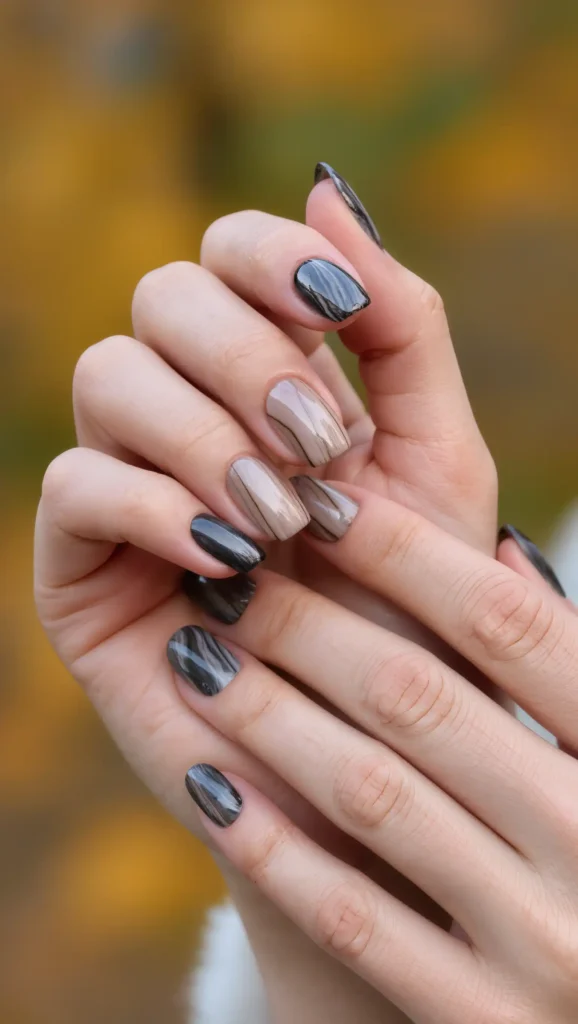 25 Fall Vacation Nail Ideas 2026: Stylish Manicures for Every Autumn Getaway 21 Autumn Pebble Nails