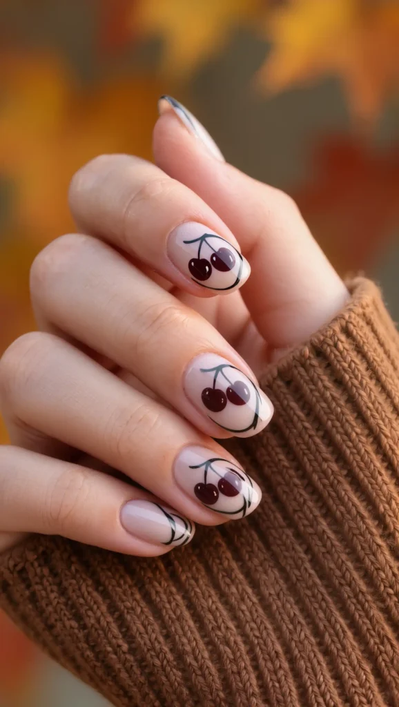 25 Fall Swirl Nail Ideas 2026: Artistic Manicures with a Cozy Autumn Twist 23 Black Cherry Twist Nails