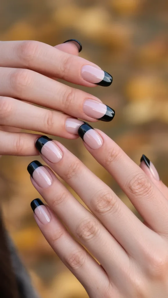 Black Satin French Tips
