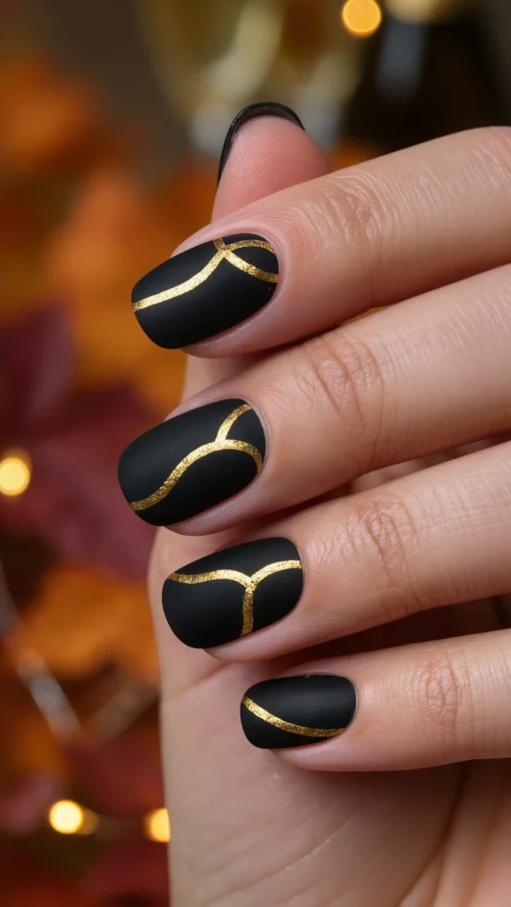 Black Velvet Ribbon Nails