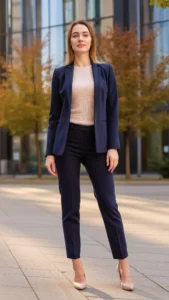 Blazer with a Fine-Knit Sweater