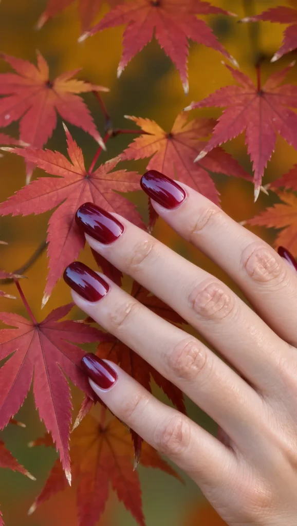 Burgundy Glass Nails
