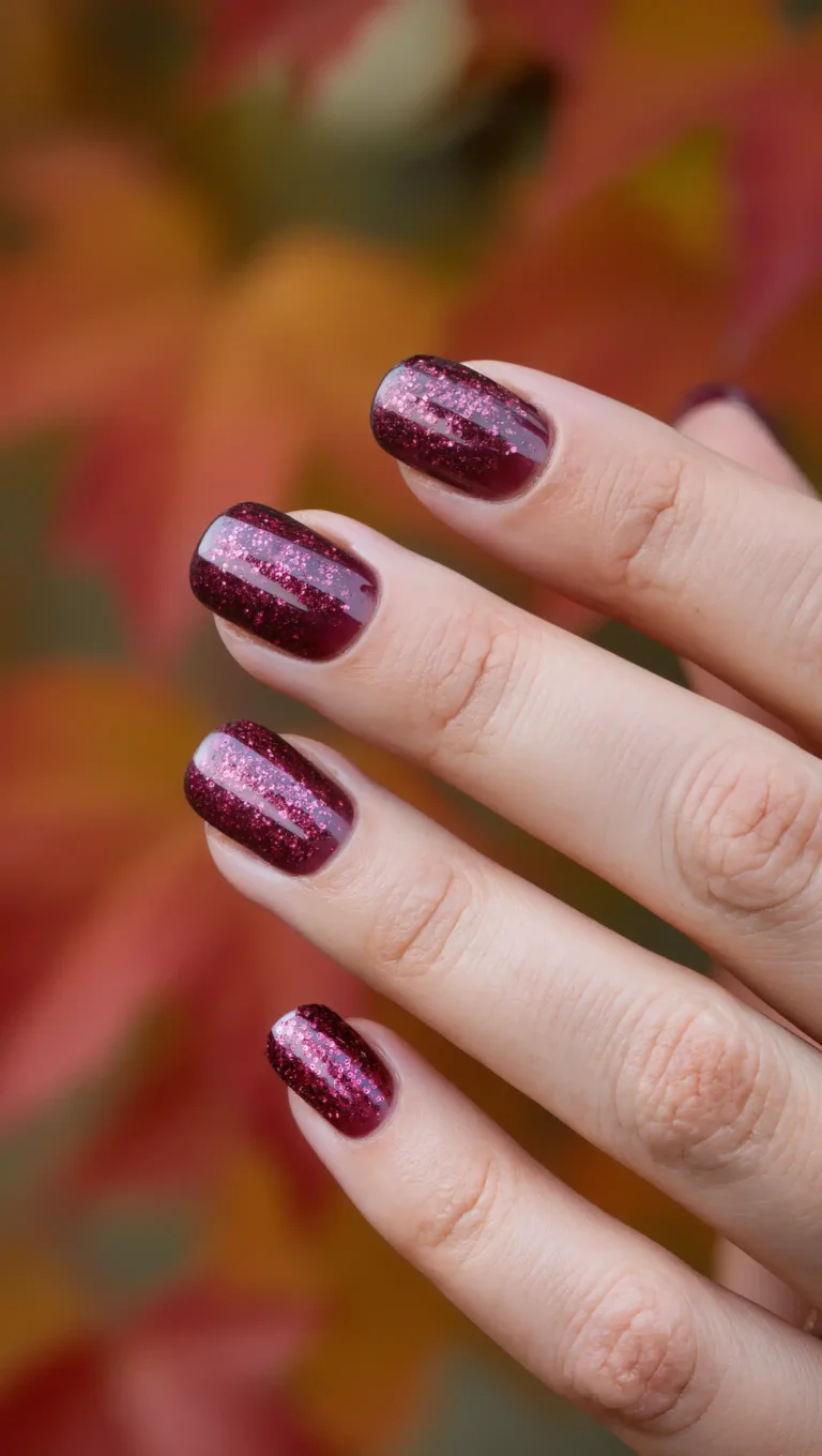 25 Fall Birthday Nail Ideas 2026: Celebrate Your Special Day in Style 1 Burgundy Glitter Fade