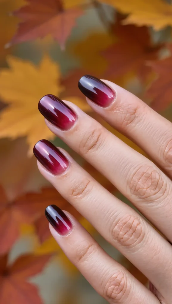 25 Fall Ombré Nail Ideas 2026: Beautiful Gradient Manicures for a Cozy Autumn Look 3 Burgundy Wine Fade