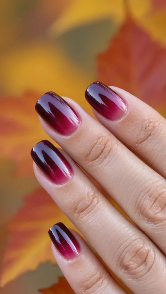 25 Fall Ombré Nail Ideas 2026: Beautiful Gradient Manicures for a Cozy Autumn Look 25 Cabernet to Plum Glow