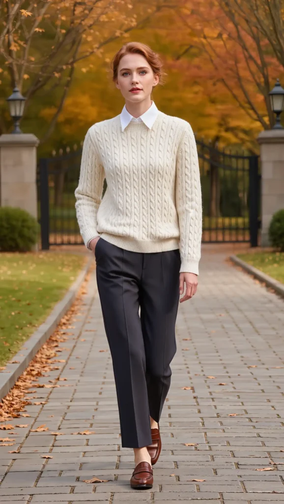 Cable-Knit Sweater & Collared Shirt