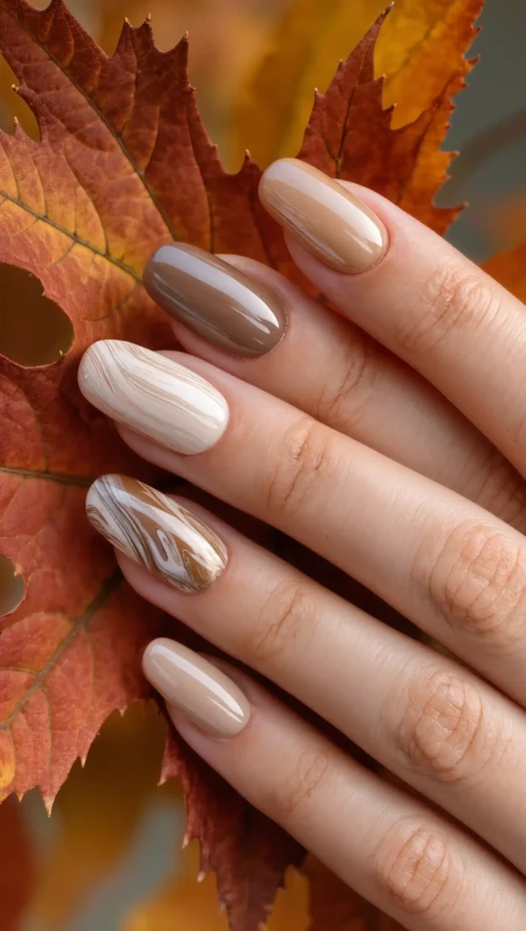 24 Fall Date Night Nails Ideas 2026: Romantic Manicures That Make Every Outfit More Stylish 10 Caramel Marble Nails
