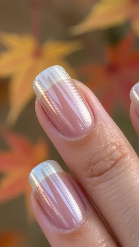 24 Fall Aura Nails Ideas 2026: Dreamy Gradient Manicures You'll Want All Season 12 Champagne Pearl Aura