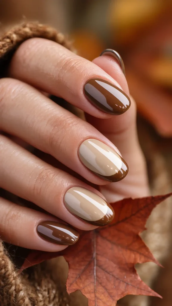 24 Fall Aura Nails Ideas 2026: Dreamy Gradient Manicures You'll Want All Season 23 Chestnut Glow Aura