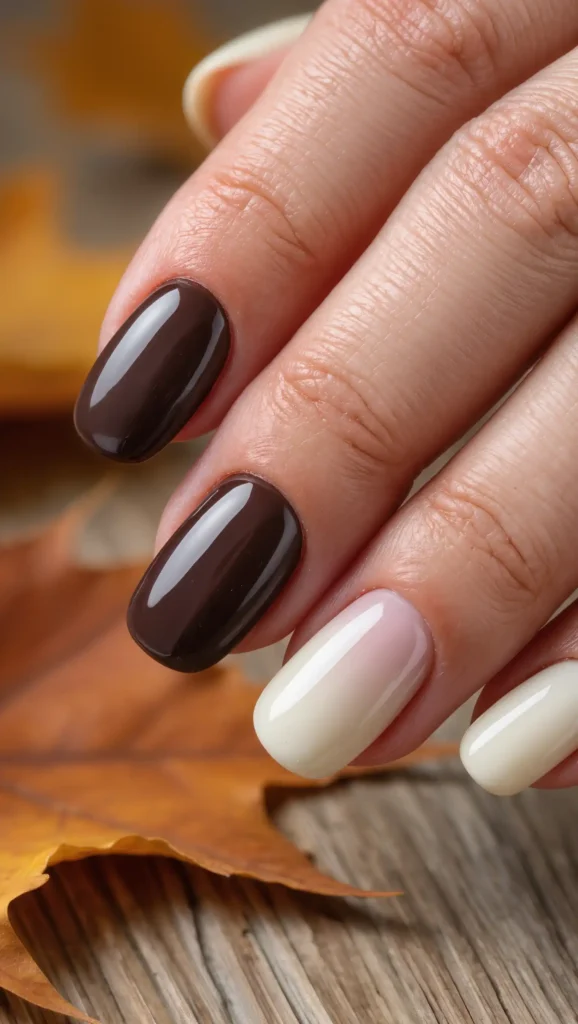 25 Fall Ombré Nail Ideas 2026: Beautiful Gradient Manicures for a Cozy Autumn Look 14 Chocolate to Cream Blend