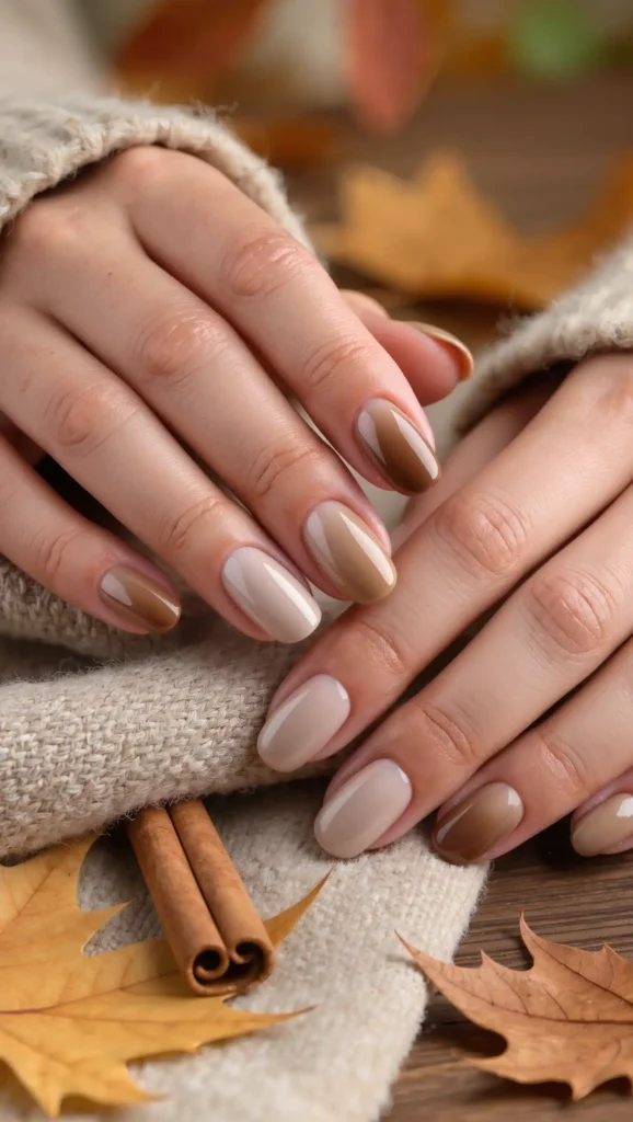 25 Fall Ombré Nail Ideas 2026: Beautiful Gradient Manicures for a Cozy Autumn Look 6 Cinnamon Latte Ombré