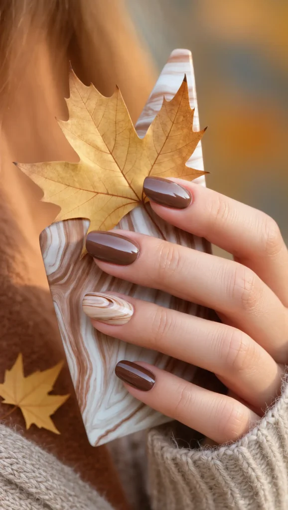 24 Fall Marble Nail Art Ideas 2026: Elegant Stone-Inspired Manicures You'll Love 20 Cocoa Sandstone Marble