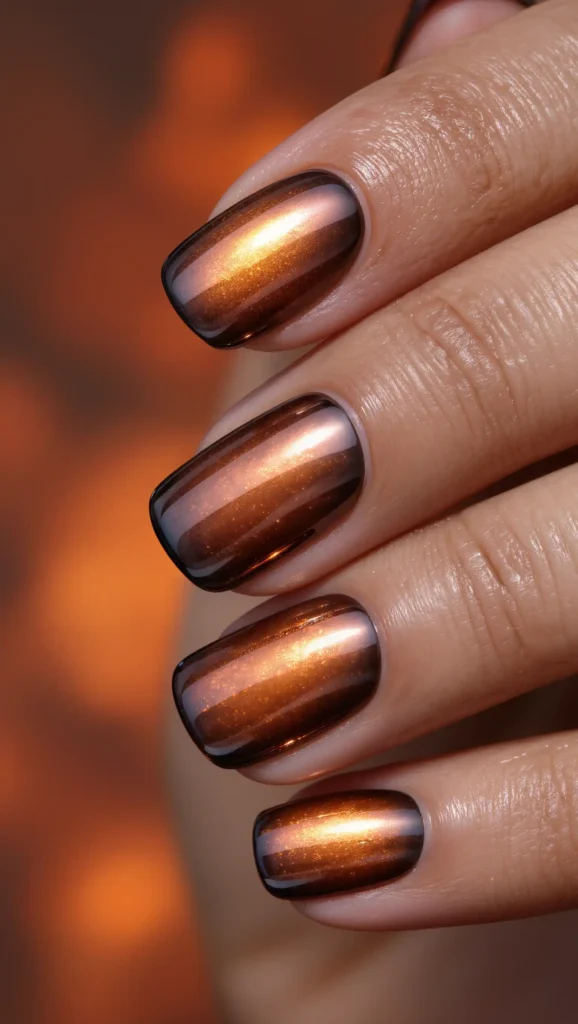 24 Fall Aura Nails Ideas 2026: Dreamy Gradient Manicures You'll Want All Season 19 Copper Ember Aura