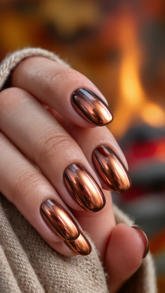 25 Fall Ombré Nail Ideas 2026: Beautiful Gradient Manicures for a Cozy Autumn Look 18 Copper Ember Ombré