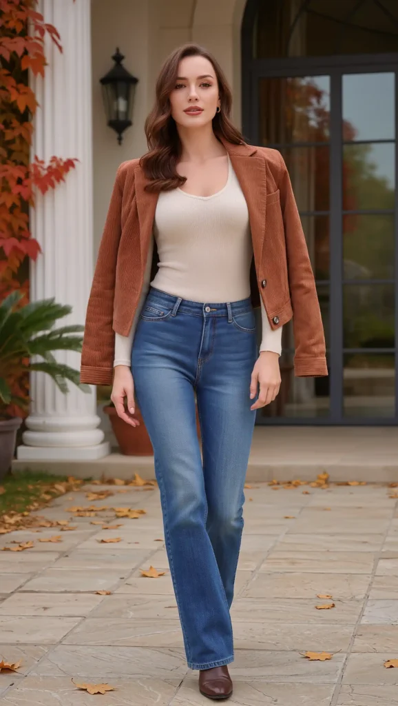 Corduroy Jacket & Knit Top