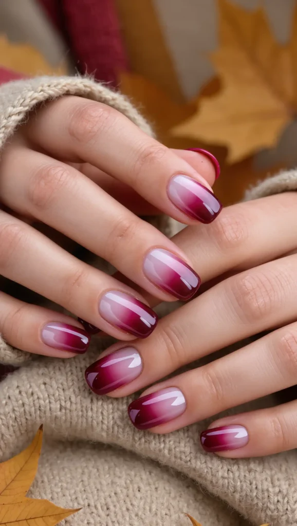 24 Fall Aura Nails Ideas 2026: Dreamy Gradient Manicures You'll Want All Season 14 Cranberry Glow Aura