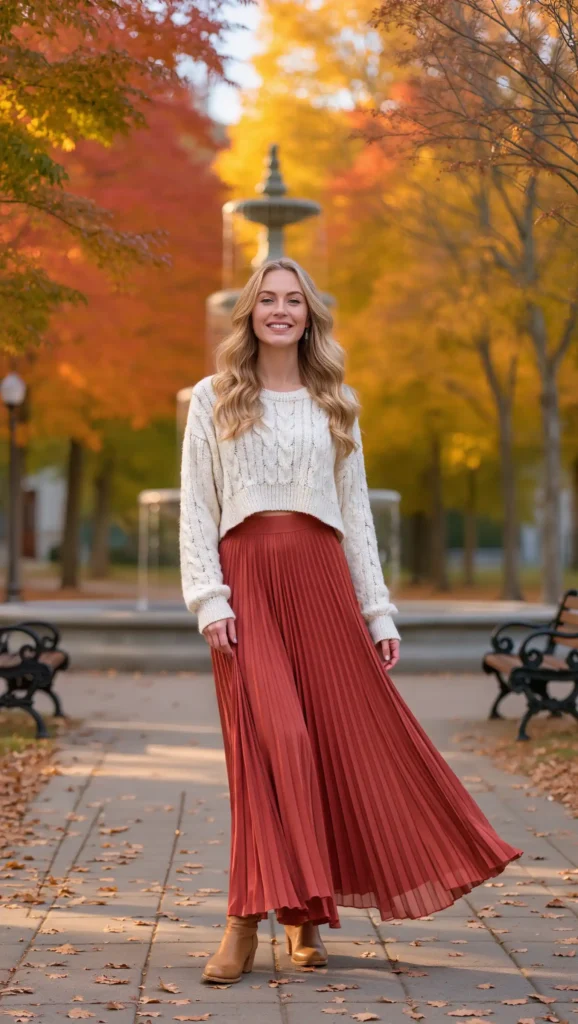Cropped Sweater Over a Maxi Dress