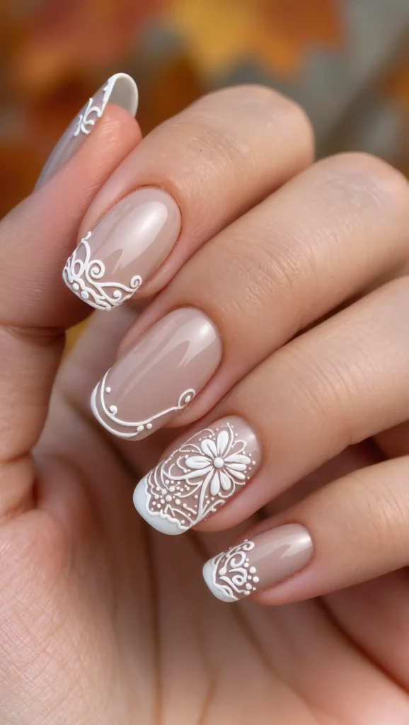 Delicate Lace Accent Nails